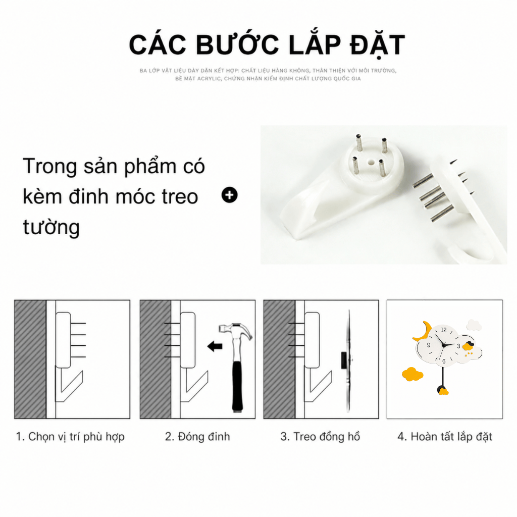 Đồng hồ quả lắc treo tường CL060 đám mây dễ thương
