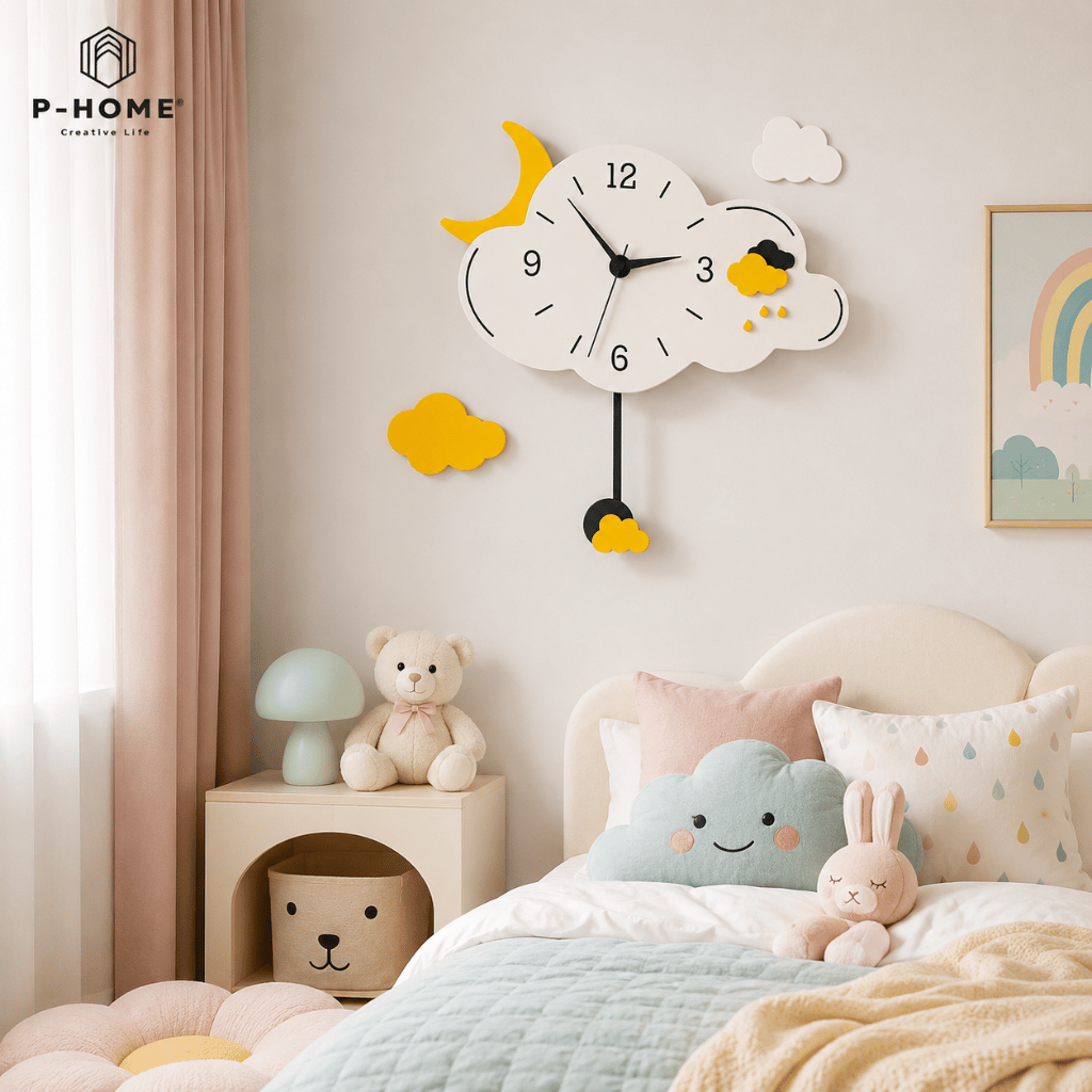 Đồng hồ quả lắc treo tường CL060 đám mây dễ thương