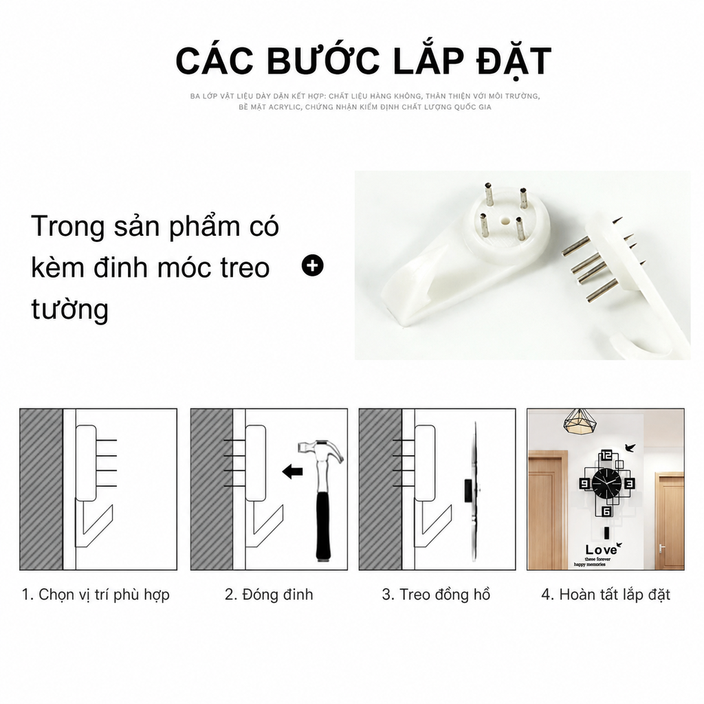 Đồng hồ treo tường đơn giản CL010 - sang trọng và tinh tế