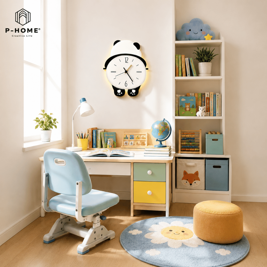 Đồng Hồ Treo Tường Gấu Panda Cute CL076 Với Đèn LED