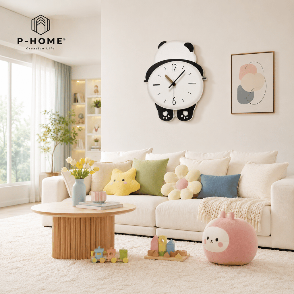 Đồng Hồ Treo Tường Gấu Panda Cute CL076 Với Đèn LED