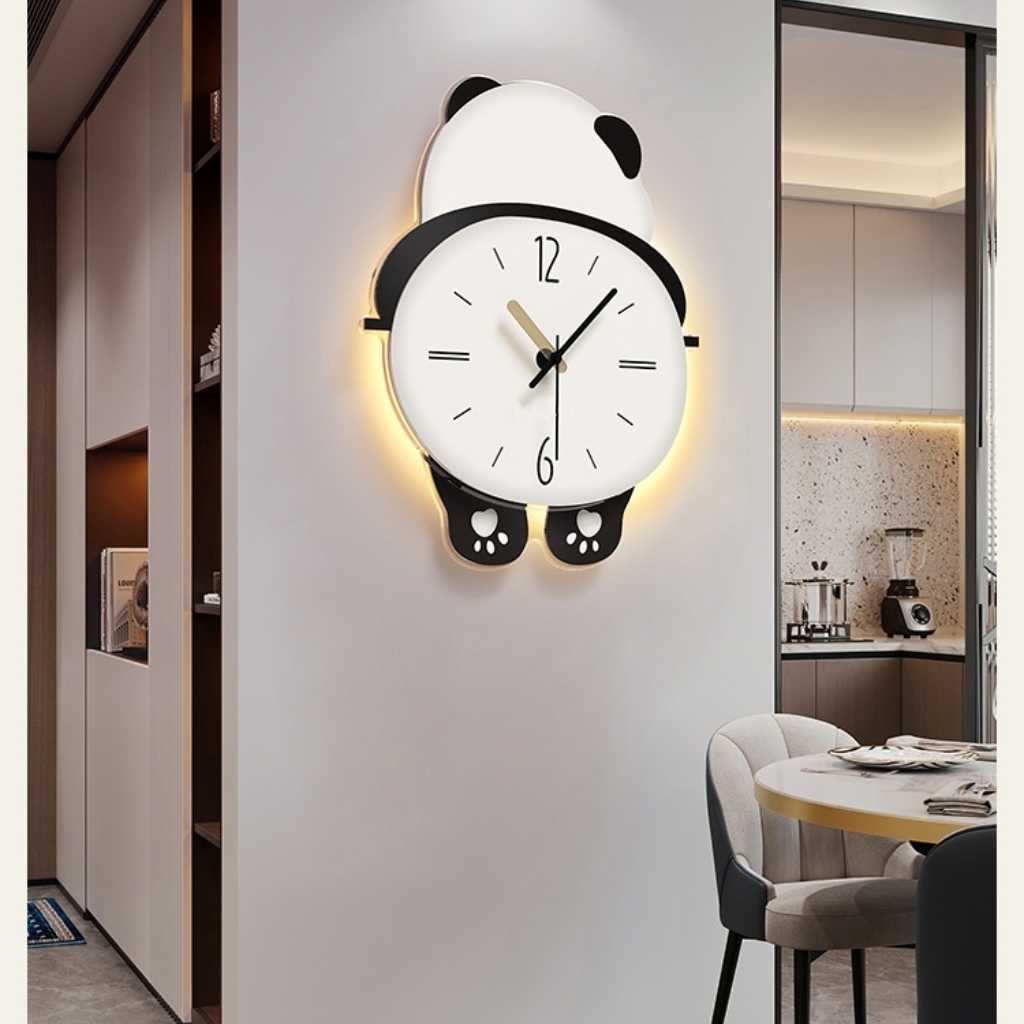 Đồng Hồ Treo Tường Gấu Panda Cute CL076 Với Đèn LED