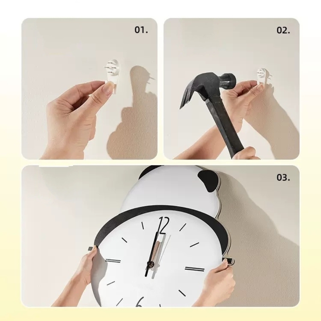 Đồng Hồ Treo Tường Gấu Panda Cute CL076 Với Đèn LED