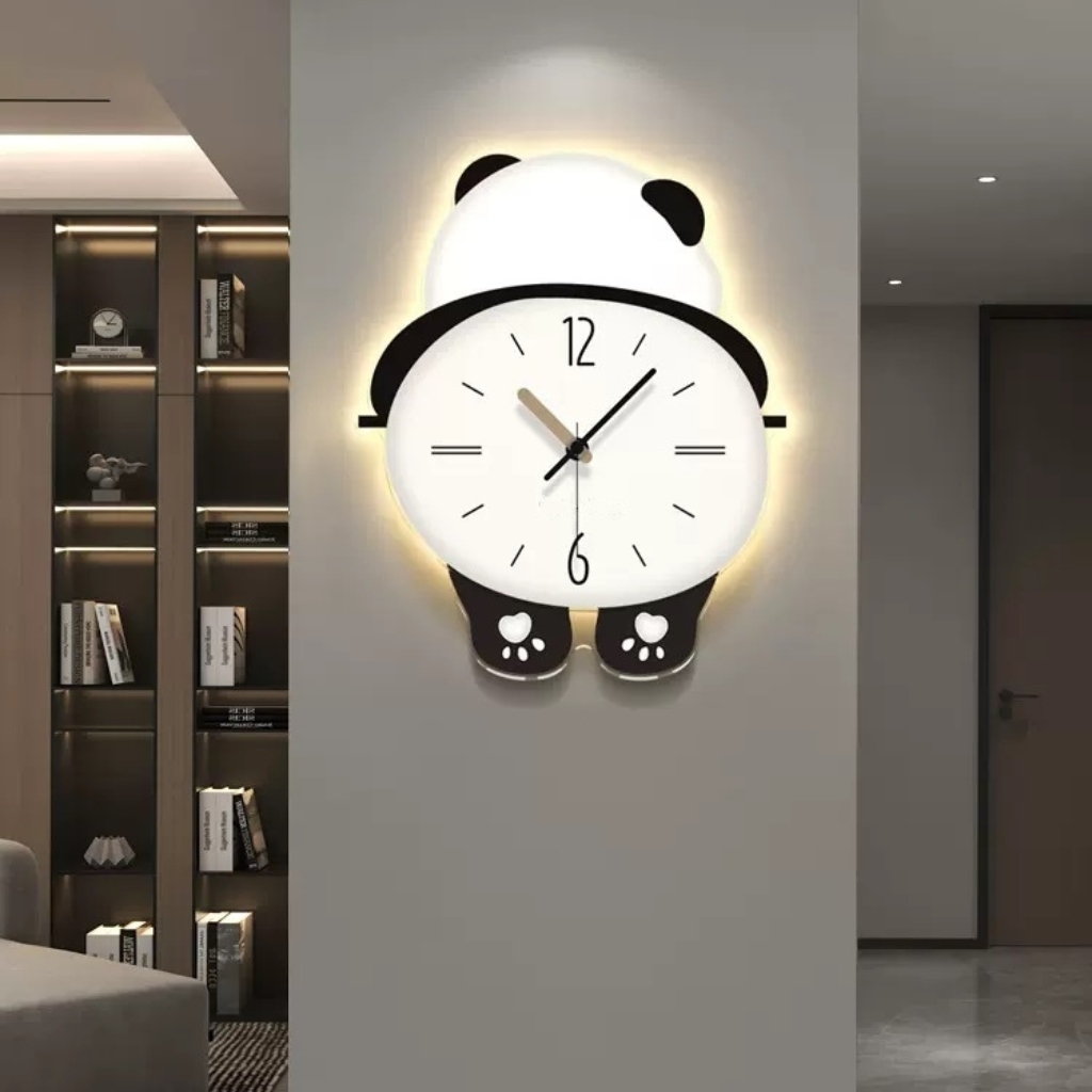 Đồng Hồ Treo Tường Gấu Panda Cute CL076 Với Đèn LED