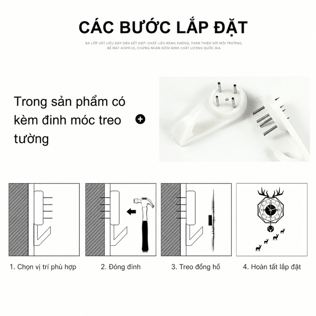 Đồng hồ quả lắc treo tường CL017 - phong cách Bắc Âu