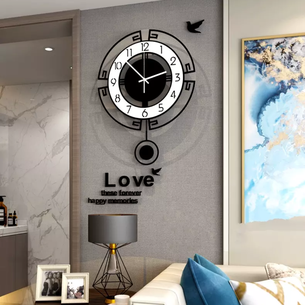 Đồng hồ quả lắc trang trí treo tường CL018 phong cách tối giản