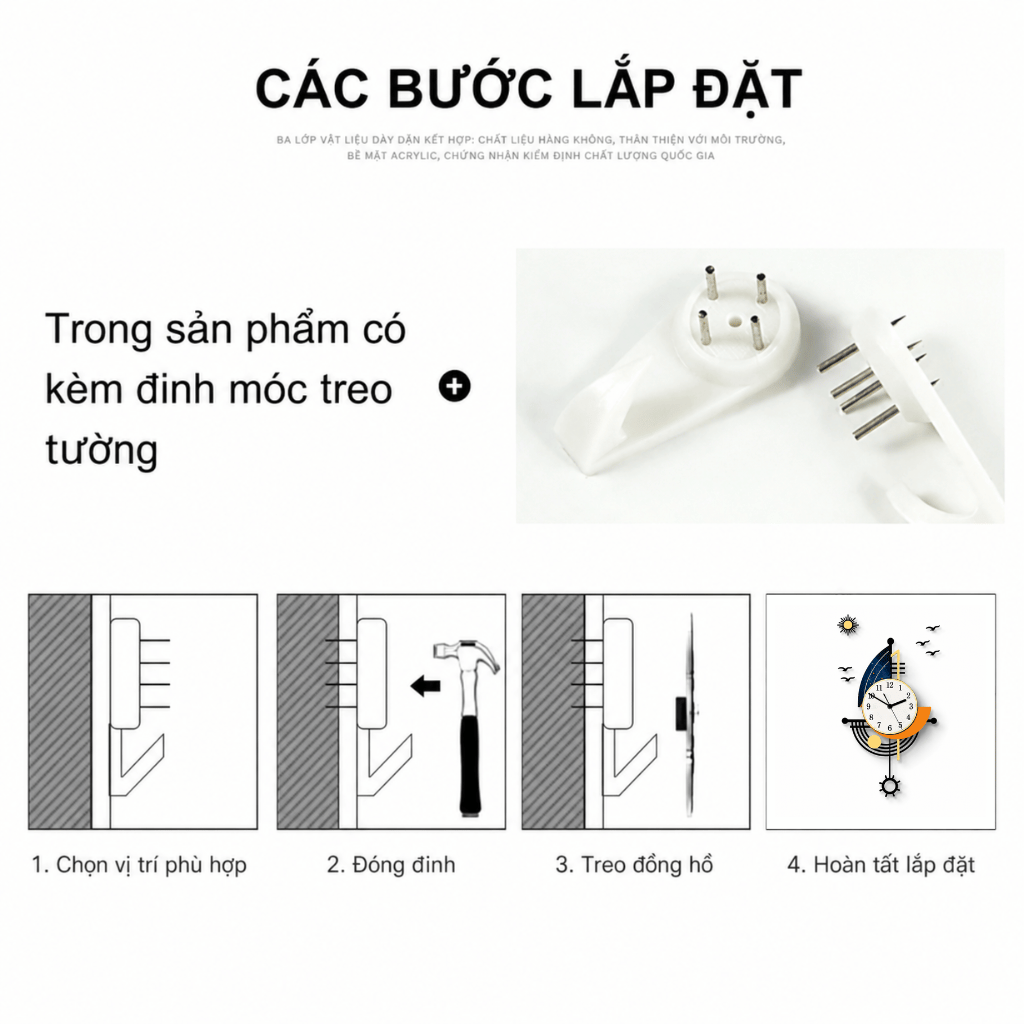 Đồng hồ quả lắc treo tường Cánh Buồm CL086