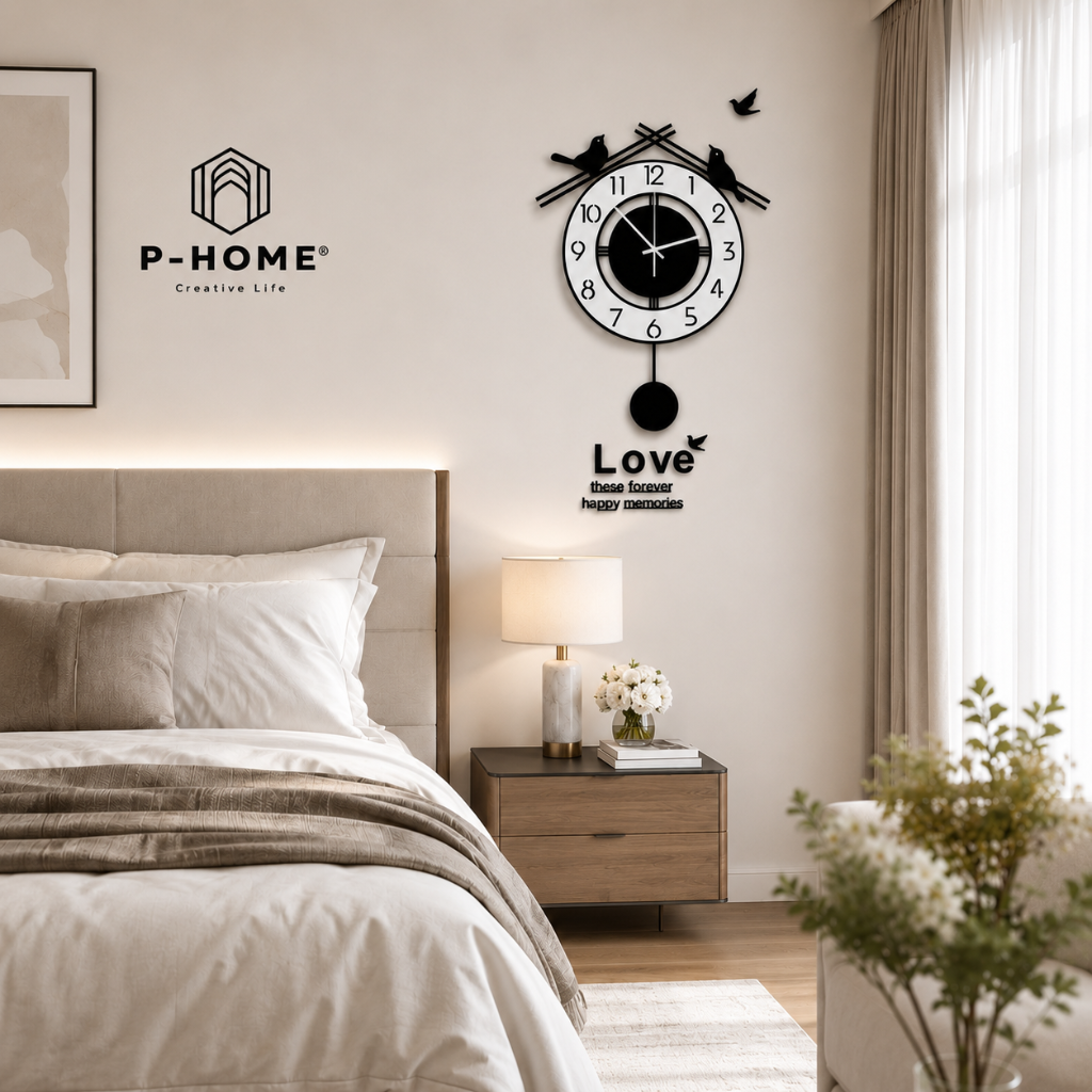 Đồng hồ trang trí nội thất CL029 - đôi chim hạnh phúc