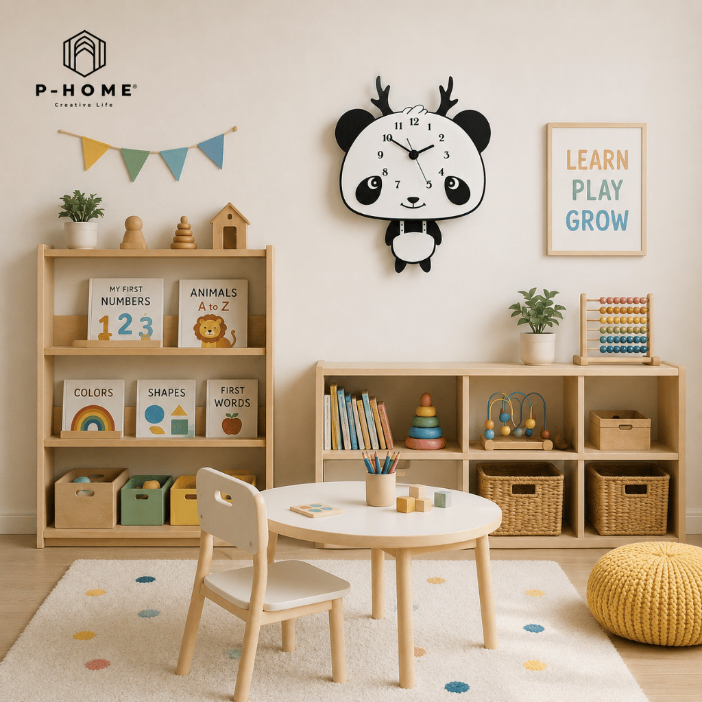 Đồng hồ trang trí phòng ngủ cho bé CL037- gấu cute