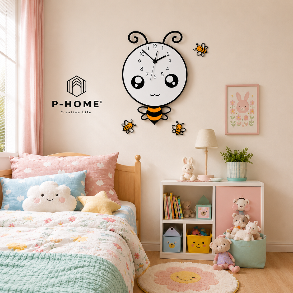 Đồng hồ trang trí tường CL036 - ong vàng dễ thương