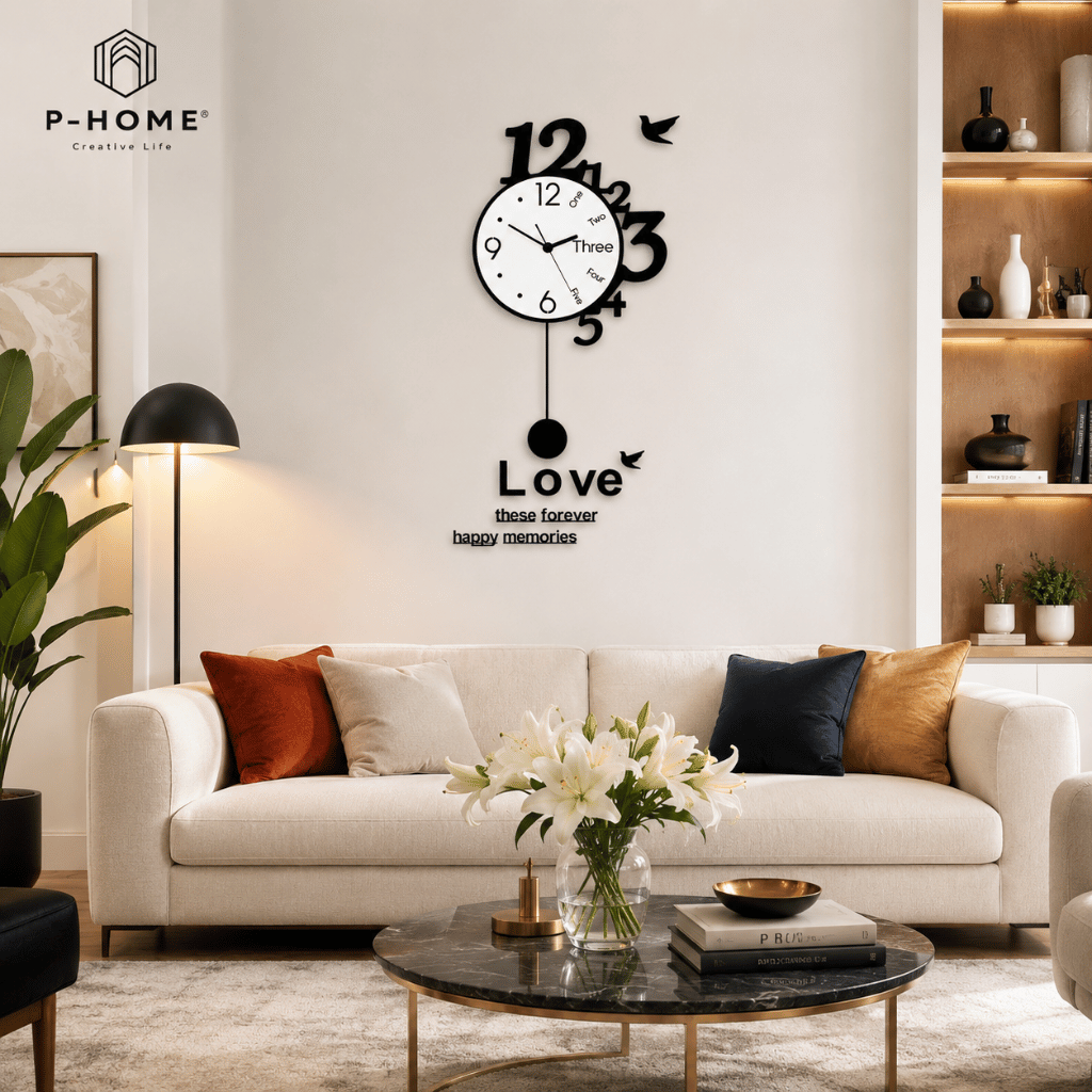 Đồng hồ treo tường cao cấp CL048 - không cần khoan tường