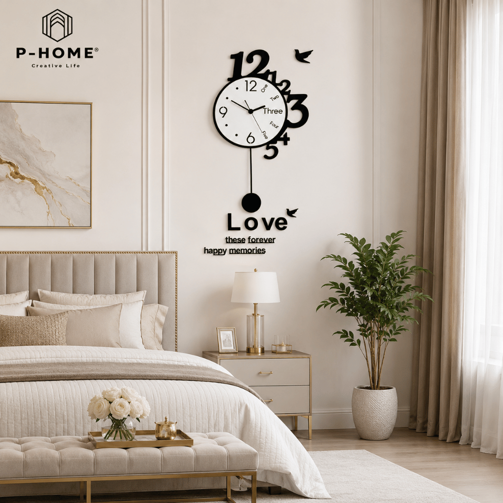 Đồng hồ treo tường cao cấp CL048 - không cần khoan tường
