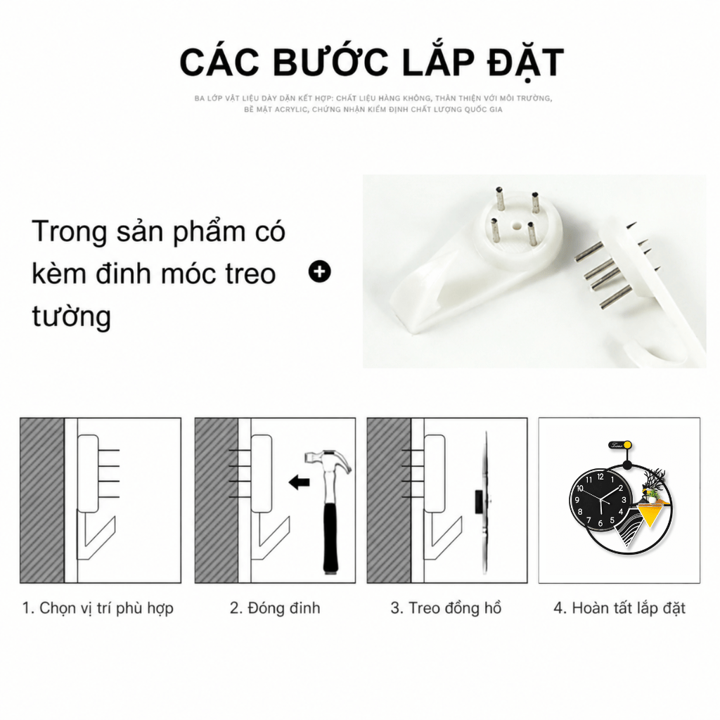 Đồng Hồ Treo Tường P-HOME Có Đèn LED CL061