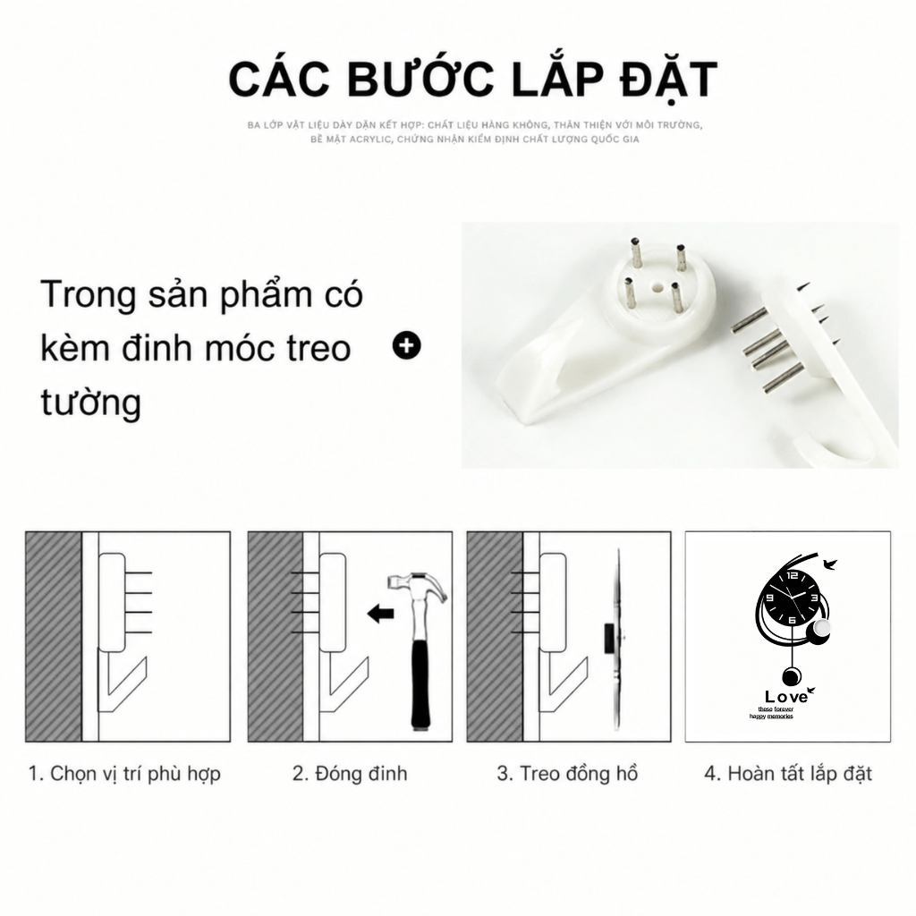 Đồng hồ treo tường đẹp CL042 trang trí phòng khách