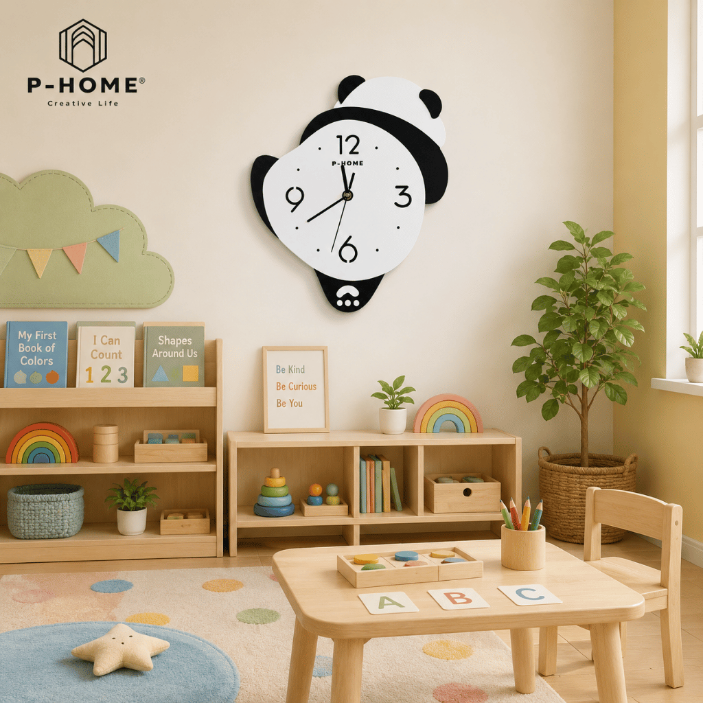 Đồng Hồ Treo Tường Gấu Panda CL076-B Có Đèn LED