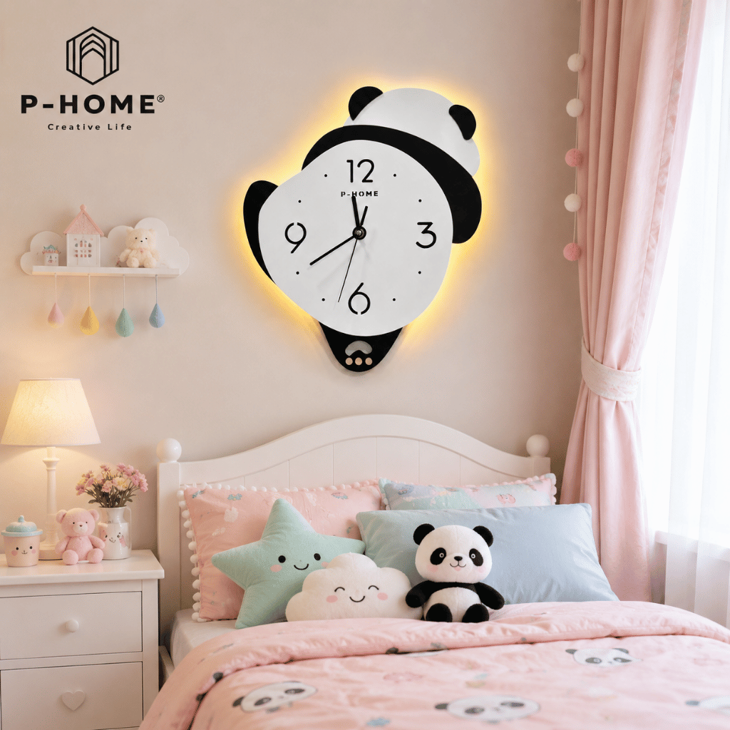 Đồng Hồ Treo Tường Gấu Panda CL076-B Có Đèn LED