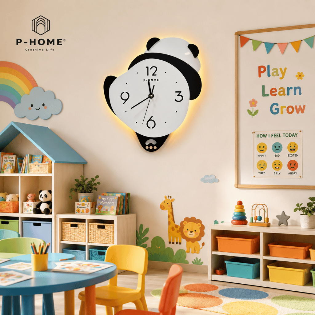 Đồng Hồ Treo Tường Gấu Panda CL076-B Có Đèn LED