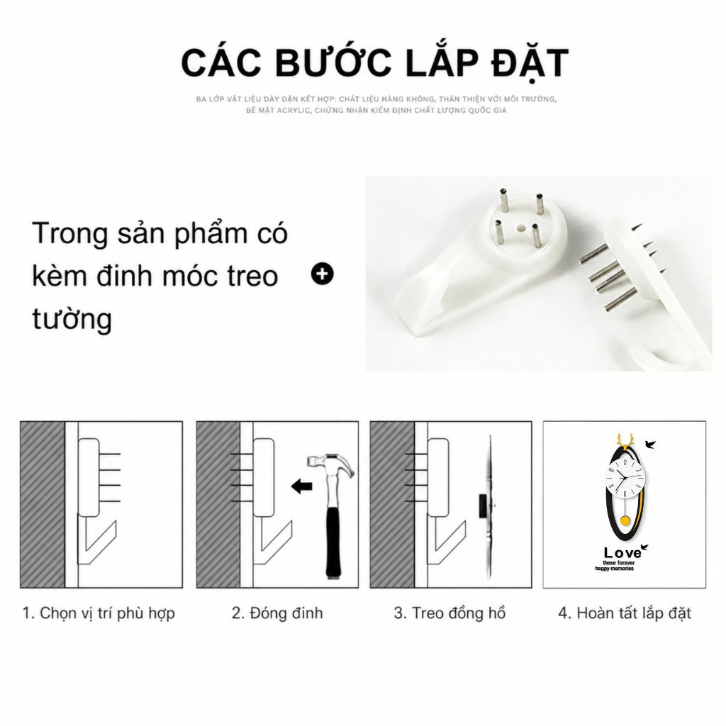 Đồng hồ treo tường kim trôi CL063 yên tỉnh và sang trọng