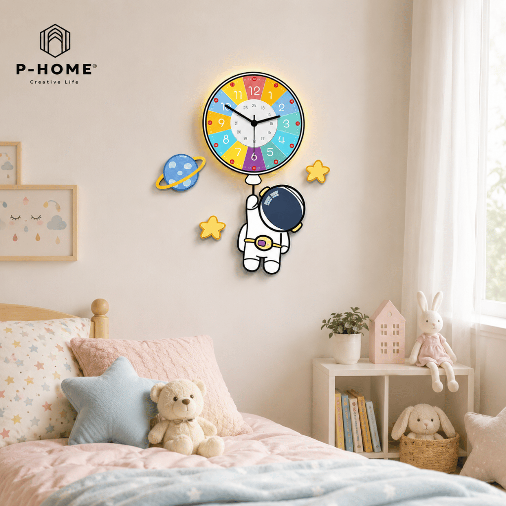 Đồng Hồ Treo Tường Phi Hành Gia Bóng Bay P-HOME CL095