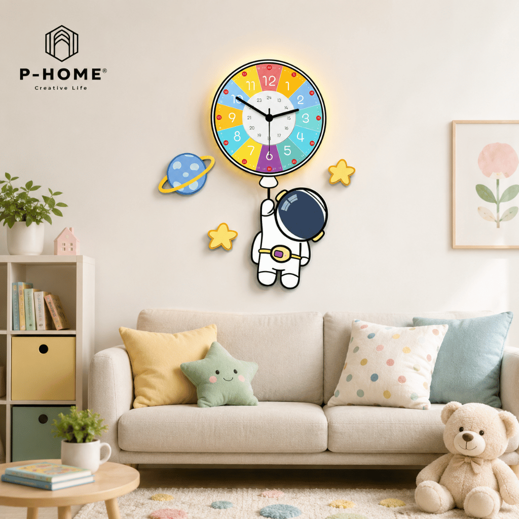 Đồng Hồ Treo Tường Phi Hành Gia Bóng Bay P-HOME CL095