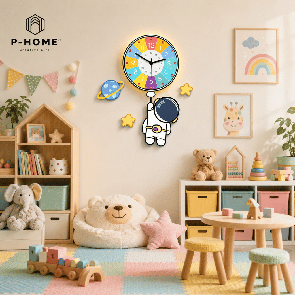 Đồng Hồ Treo Tường Phi Hành Gia Bóng Bay P-HOME CL095