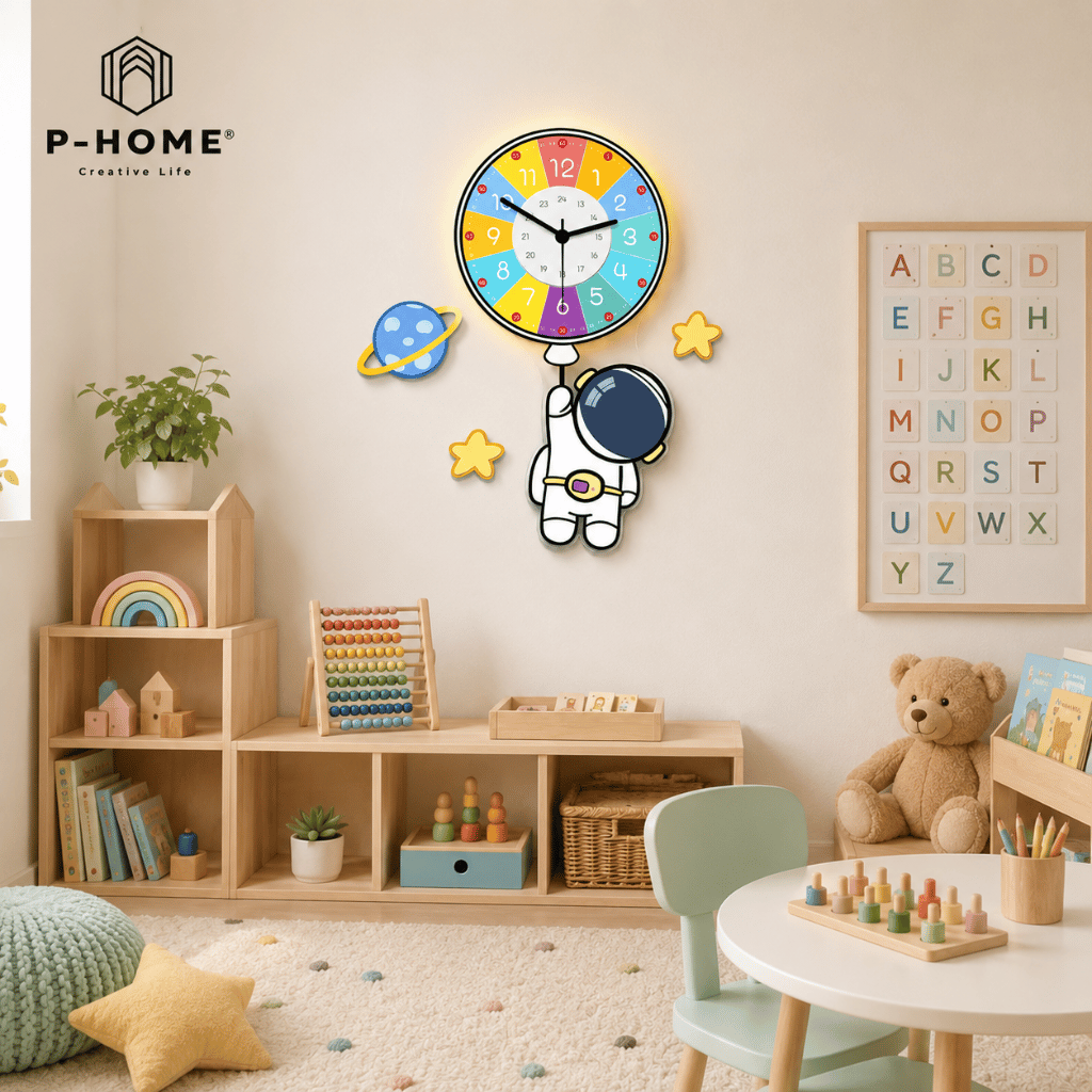 Đồng Hồ Treo Tường Phi Hành Gia Bóng Bay P-HOME CL095