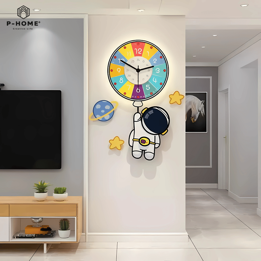 Đồng Hồ Treo Tường Phi Hành Gia Bóng Bay P-HOME CL095