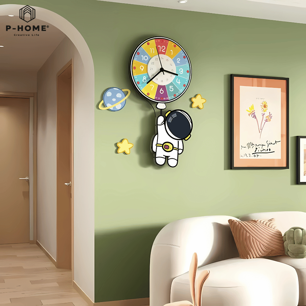 Đồng Hồ Treo Tường Phi Hành Gia Bóng Bay P-HOME CL095