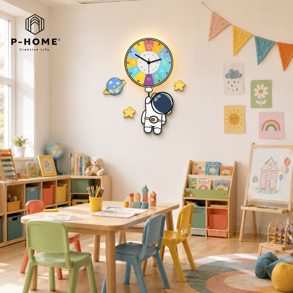 Đồng Hồ Treo Tường Phi Hành Gia Bóng Bay P-HOME CL095