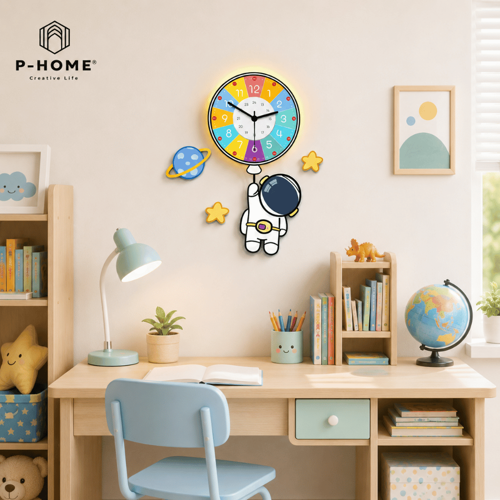 Đồng Hồ Treo Tường Phi Hành Gia Bóng Bay P-HOME CL095
