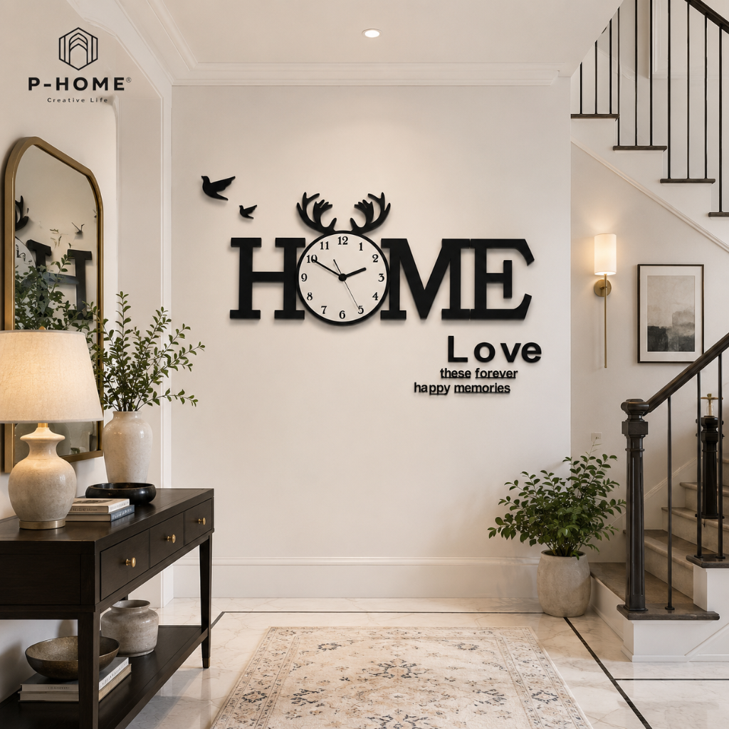 Đồng hồ treo tường phòng khách đẹp CL014 - Home