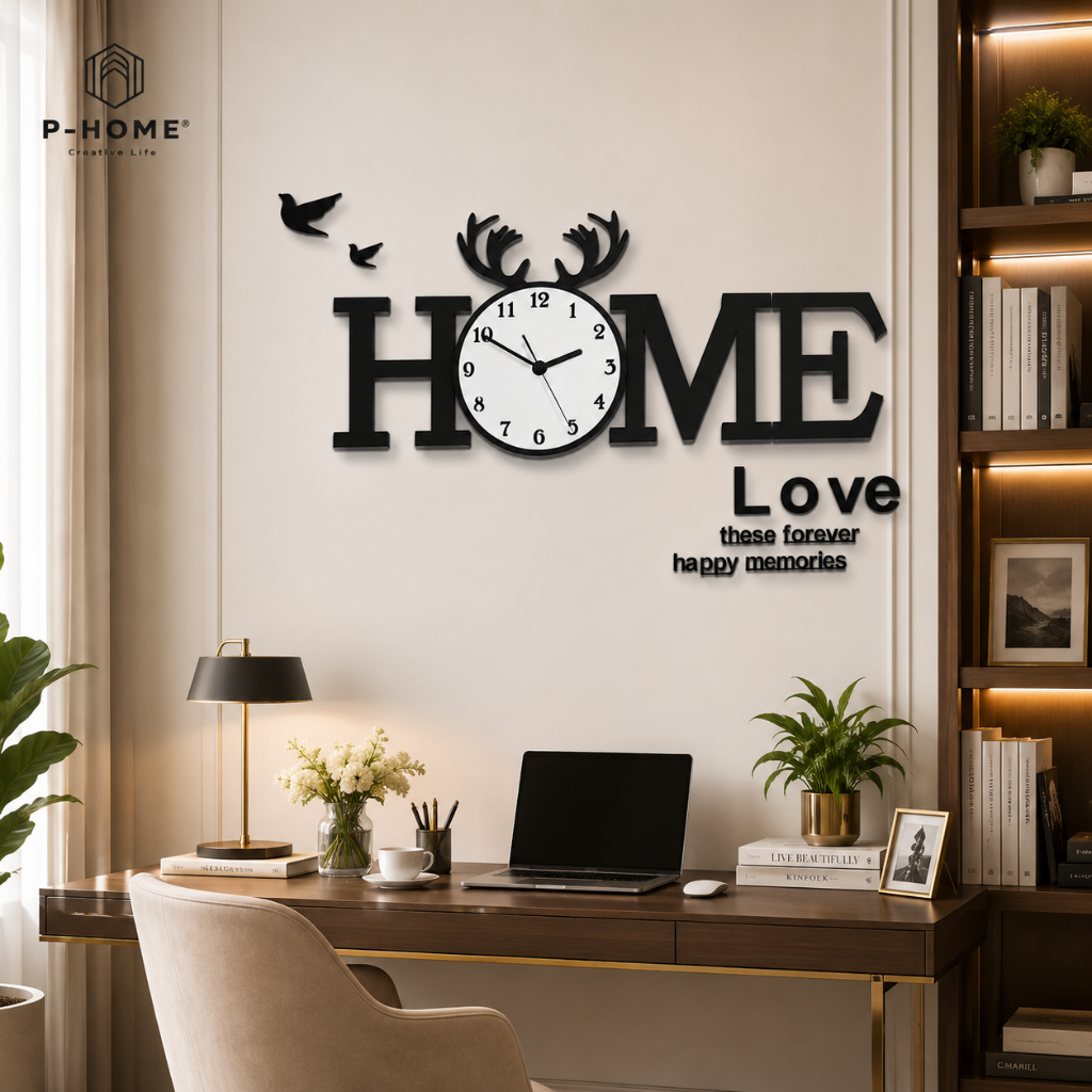 Đồng hồ treo tường phòng khách đẹp CL014 - Home