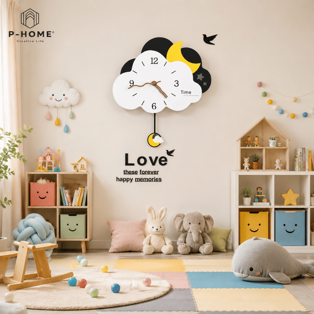 Đồng hồ quả lắc treo tường CL062 đám mây trăng
