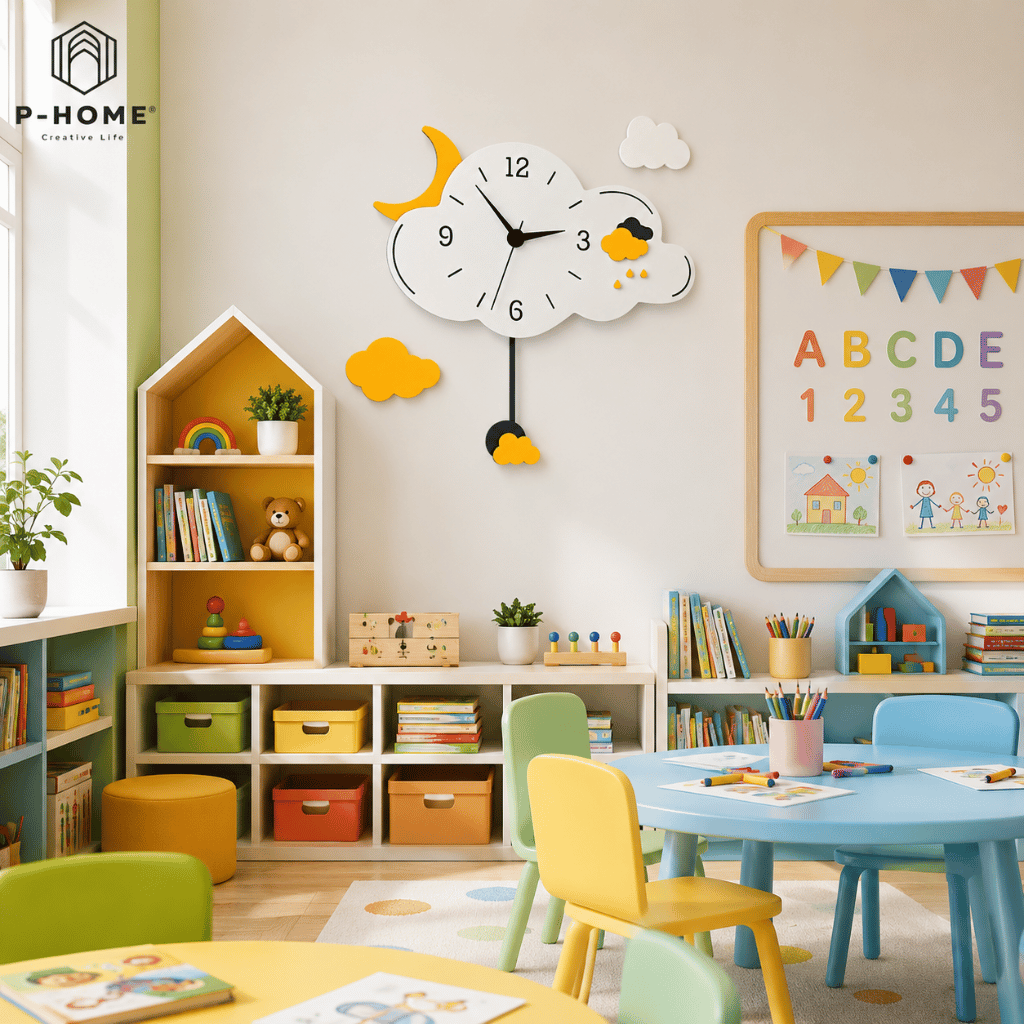 Đồng hồ quả lắc treo tường CL060 đám mây dễ thương