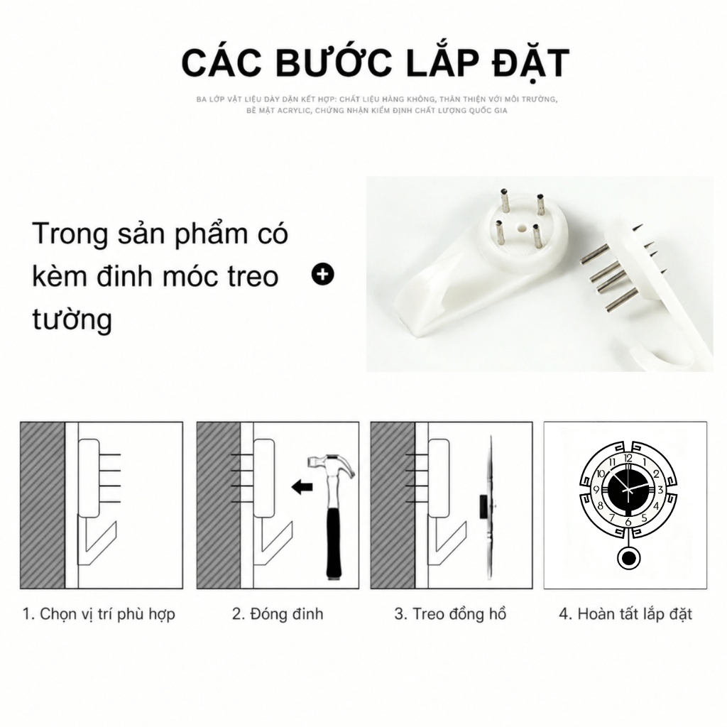 Đồng hồ quả lắc trang trí treo tường CL018 phong cách tối giản