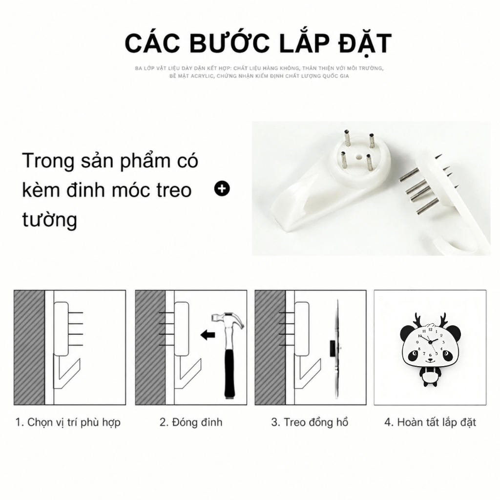 Đồng hồ trang trí phòng ngủ cho bé CL037- gấu cute