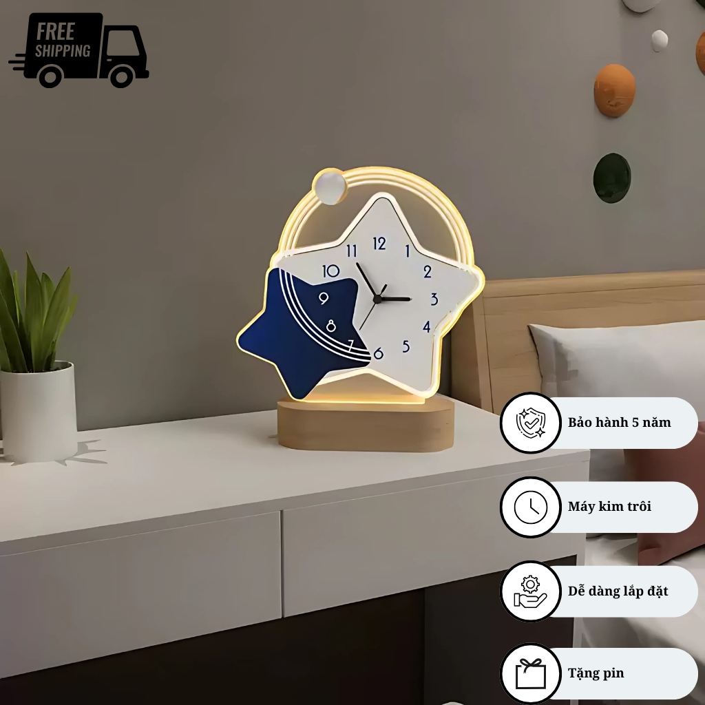 Đồng hồ để bàn P-HOME CL098 trang trí hiện đại với đèn Led