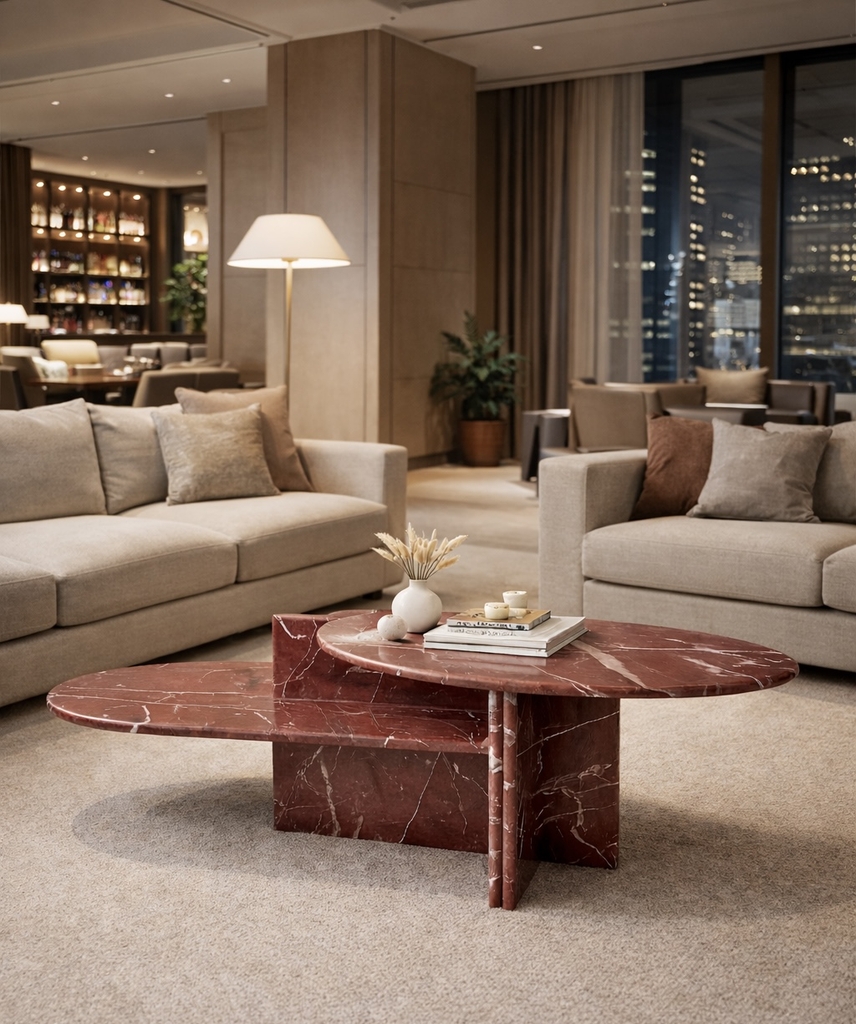 MARBLE COFFEE TABLE - CT08 - ROSSO LAVENTO