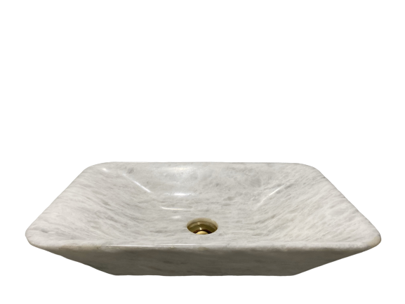 NATURAL STONE BATHROOM BASIN - WHITE MARBLE - BST57