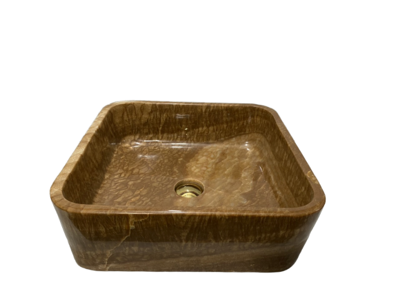 NATURAL STONE BATHROOM BASIN - WOODEN YELLOW - BST58