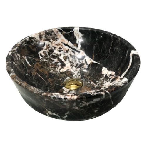 NATURAL STONE BATHROOM BASIN - COW BROWN MARBLE - BST31