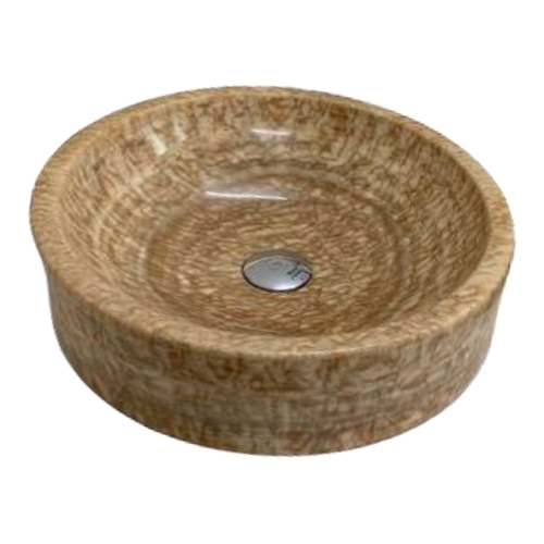 NATURAL STONE BATHROOM BASIN  - WOODEN YELLOW - BST 69