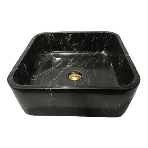 NATURAL STONE BATHROOM BASIN - BLACK MARBLE - BST42