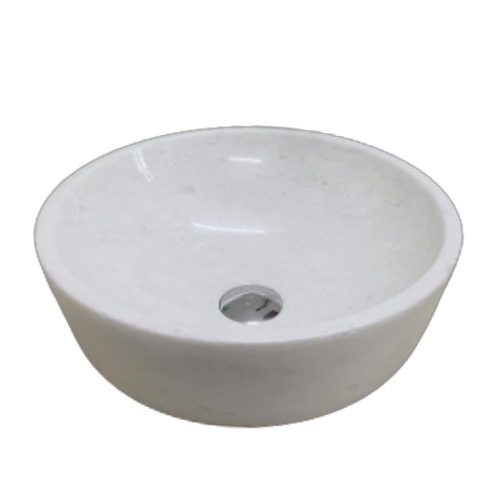 NATURAL STONE BATHROOM BASIN - WHITE MARBLE - BST34