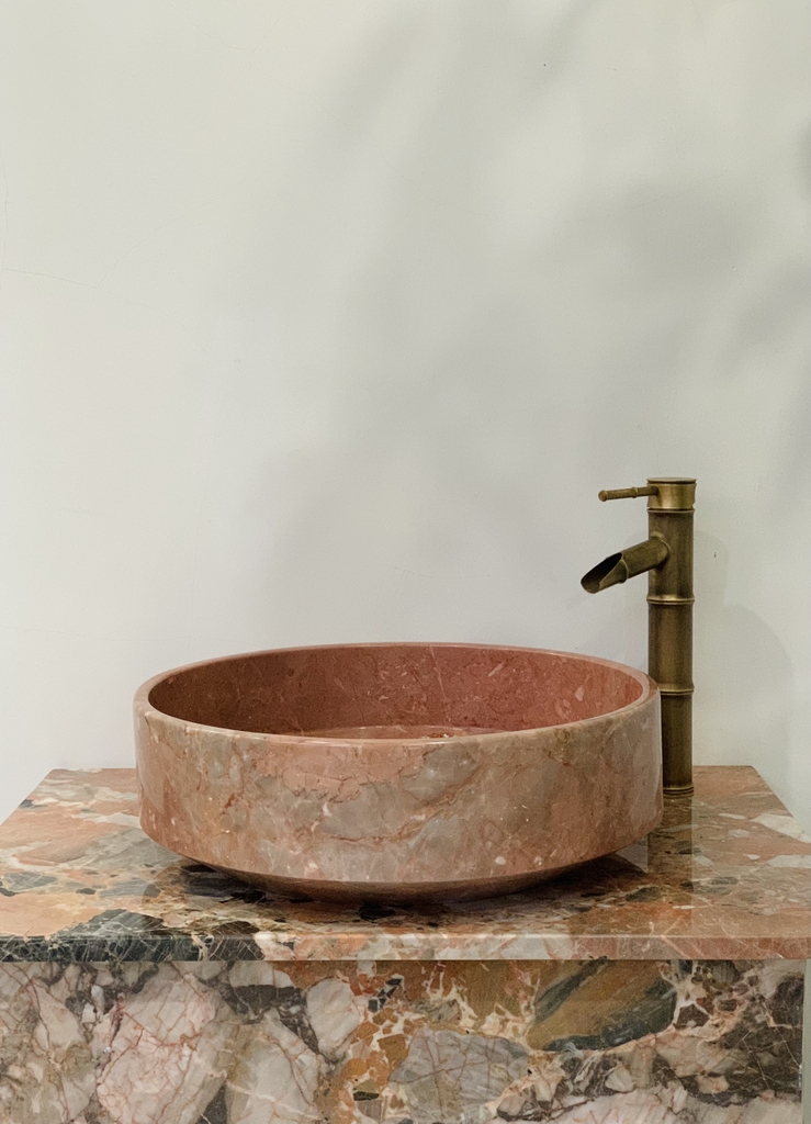 [NEW] NATURAL STONE BATHROOM BASIN - PINK - HVM09