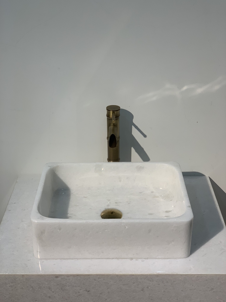 NATURAL STONE BATHROOM BASIN - CRYSTAL WHITE - BST99B