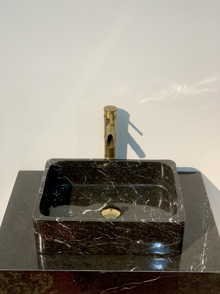 NATURAL STONE BATHROOM BASIN - BLACK - BST98