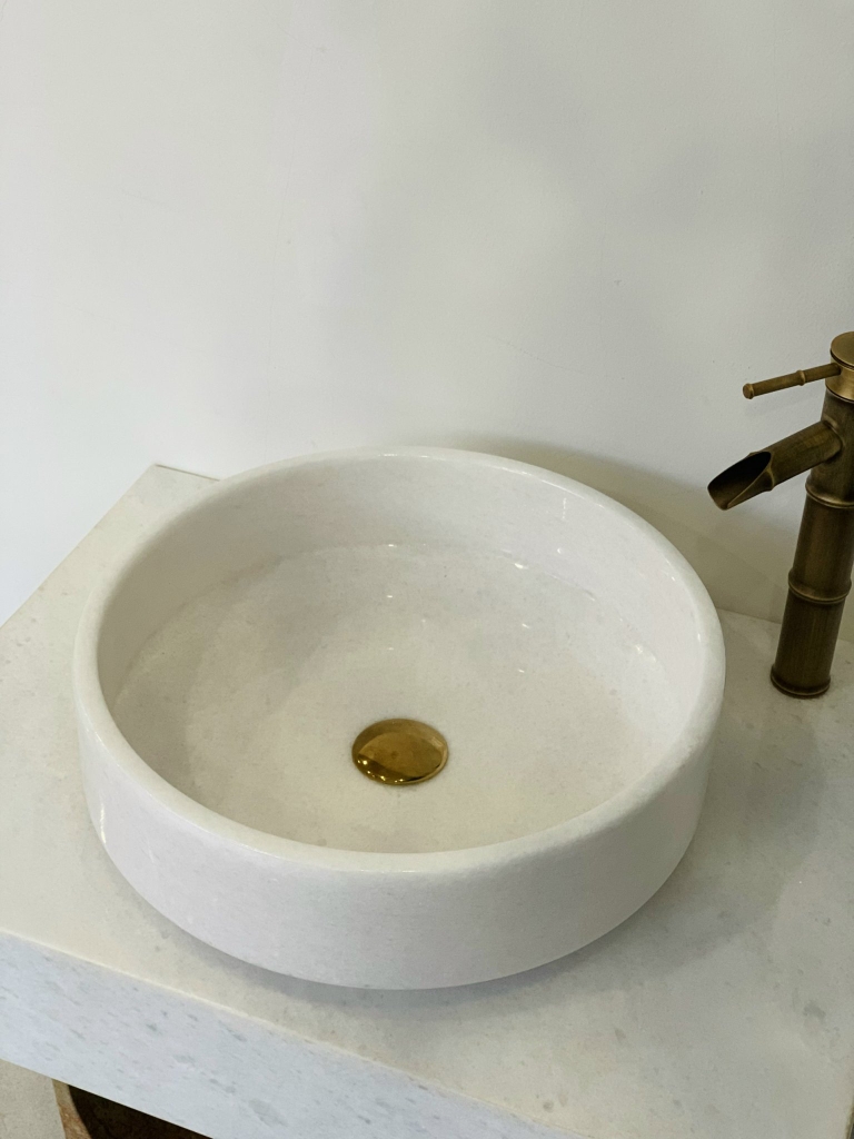 [NEW] NATURAL STONE BATHROOM BASIN - PURE WHITE - NVM50A