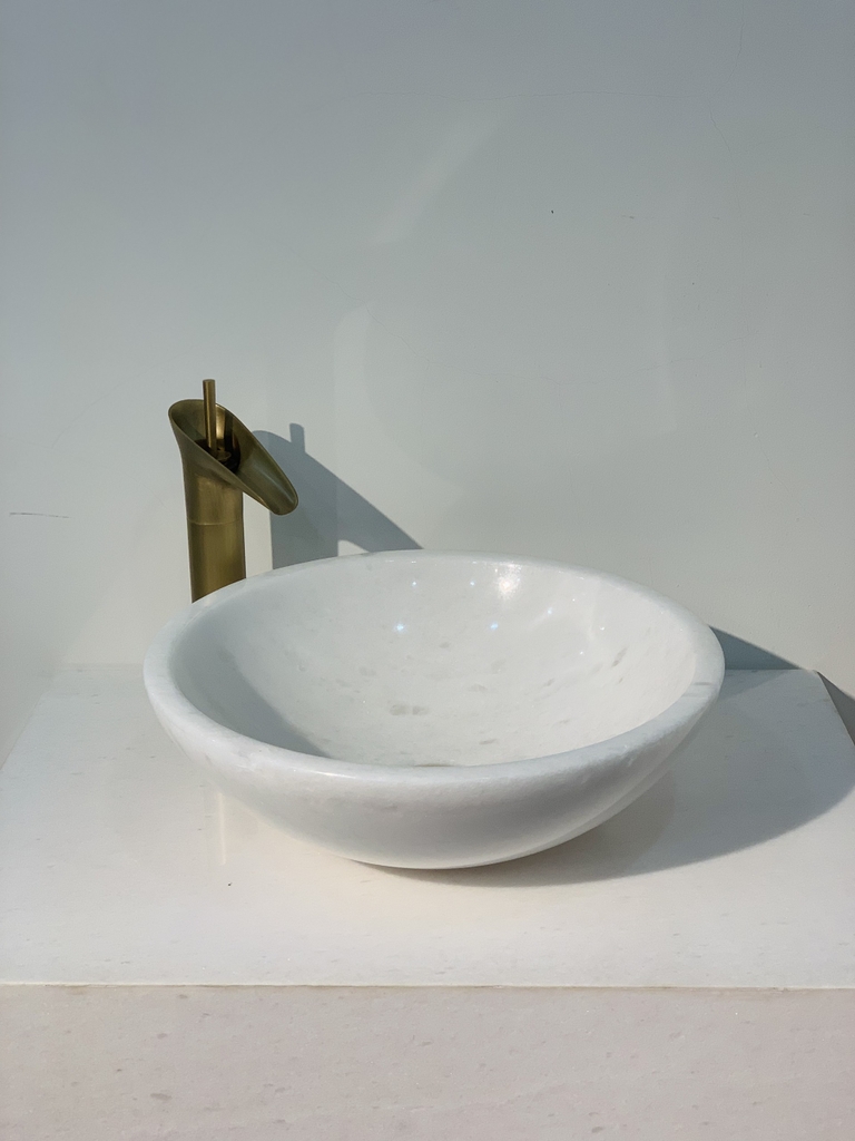 NATURAL STONE BATHROOM BASIN - CRYSTAL WHITE - BST33B