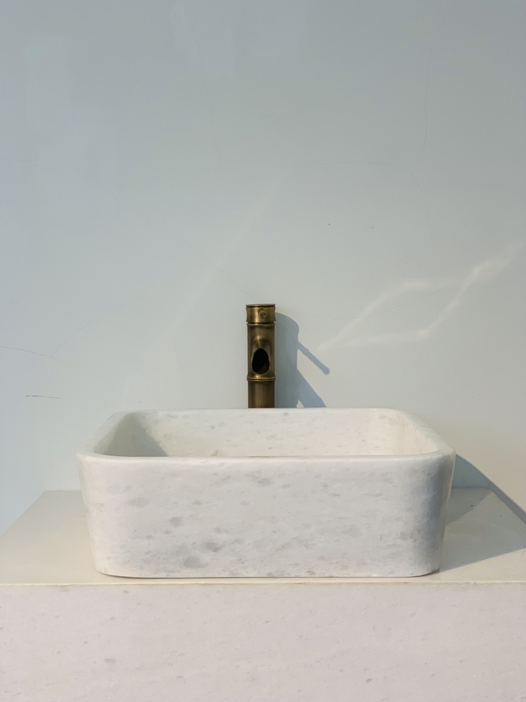 NATURAL STONE BATHROOM BASIN - CRYSTAL WHITE - BST46B